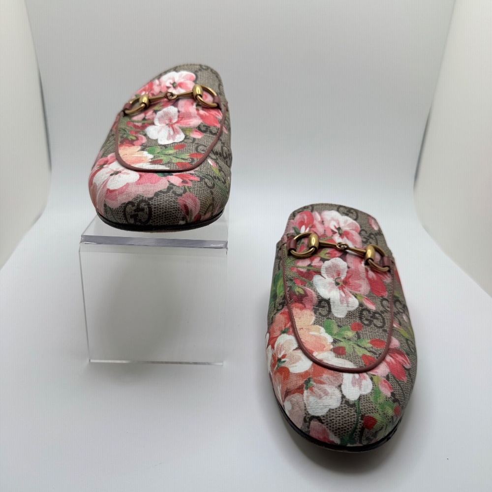 Gucci Princetown Mokassins Floral Mules GG Supreme Bloom Canvas Multicolor W 36 - Picture 7 of 16